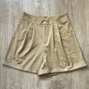 SHEIN Women’s Camel High Waist Pleated Front Trouser Shorts Size Small